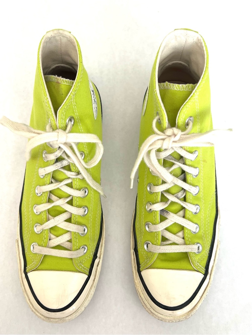 Chuck Taylor Converse High Top Sneakers - Neon Lime Canvas Unisex Men 7 Women 9 - Picture 6 of 11